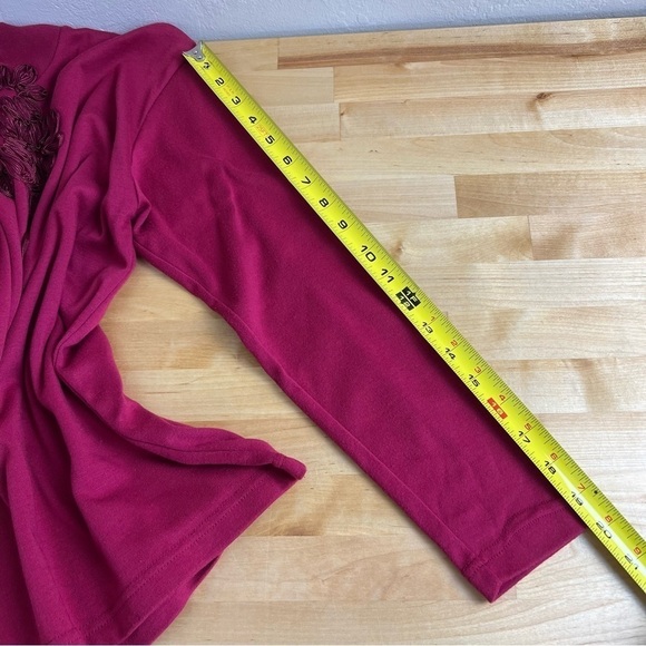 Vintage Adolfo Sport Burgundy Red 3D Ribbon Flower Mock Shirt Size Small‎ - Picture 13 of 13